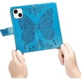 thumbnail image 6 of for iPhone 14 Plus Wallet Case, [Butterfly & Flower Embossed] Leather Wallet Case Flip Protective Phone Cover with Card Slots and Kickstand for iPhone 14 Plus 6.7" (Blue), 6 of 13