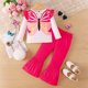 thumbnail image 1 of Cowsor Toddler Baby Girl Clothes Outfit Long Sleeve Blouse Shirt Top Flare Leggings Pants Two Piece Outfits Set, 1 of 7