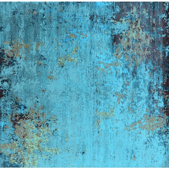 Ahgly Company Indoor Square Oriental Light Blue Industrial Area Rugs, 8' Square