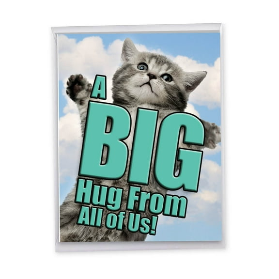 1 Big Funny Get Well Card (8.5 x 11 Inch) - Cat a Big Hug Feel Better J6614AGWG-US