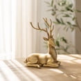 thumbnail image 3 of Texas Sitting Deer Christmas Decoration, Golden Reindeer Figurine, Christmas Farmhouse Sitting Deer Statue for Tabletop Mantel Shelf Display, 3 of 7