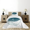 thumbnail image 4 of Ambesonne Ocean Quilted Bedspread Set 2 Pcs, Whale and Stars Old Ship, Twin Size, Teal White, 4 of 5