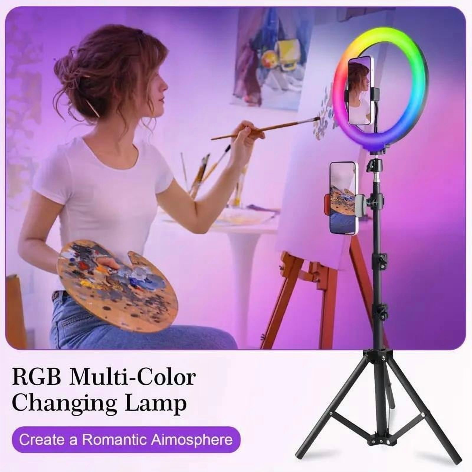 UEGOGO  12-Inch RGB Selfie Ring Light - 43.3-Inch Tripod and  Ideal for Photography Studios, Video Recording, Live Streaming, Gaming Streams, and More