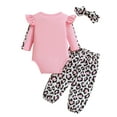 thumbnail image 2 of HWJAD Newborn Baby Girl Clothes, Infant Girl Outfits Long Sleeve Ruffle Romper + Floral Pants + Headband Set, 2 of 7