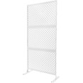 thumbnail image 3 of Privacy Screen Metal Privacy Screen 74.8" H×35.4" W, Freestanding Metal &Indoor Decorative Privacy Screen for Patio Privacy, Room Divider, Balcony Patio Fences (White&Cube), 3 of 9