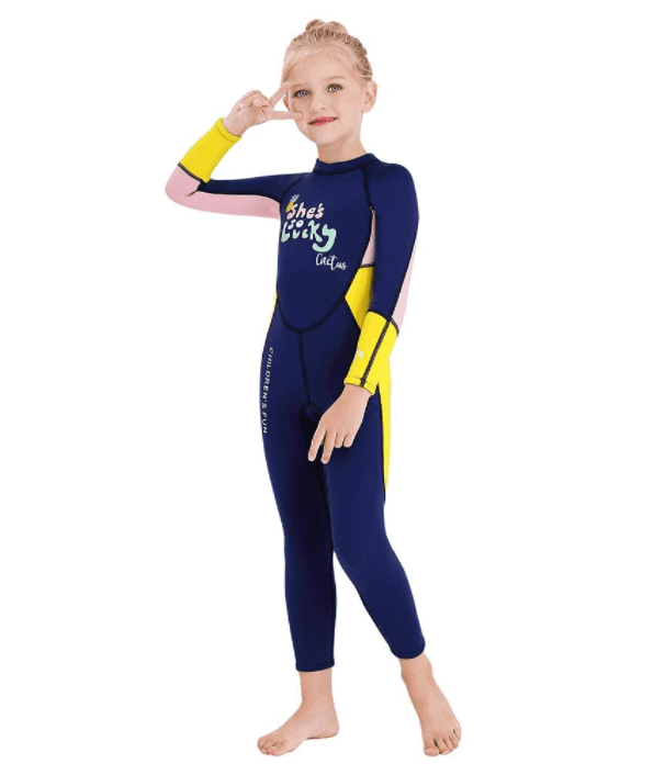 Kids Wetsuit for Boys Girls 2mm Neoprene Long Sleeve Toddler Child Thermal Swimsuit Youth One Piece Shorty Front Zip Full Suit Swimming Diving Surfing for Water Sports 