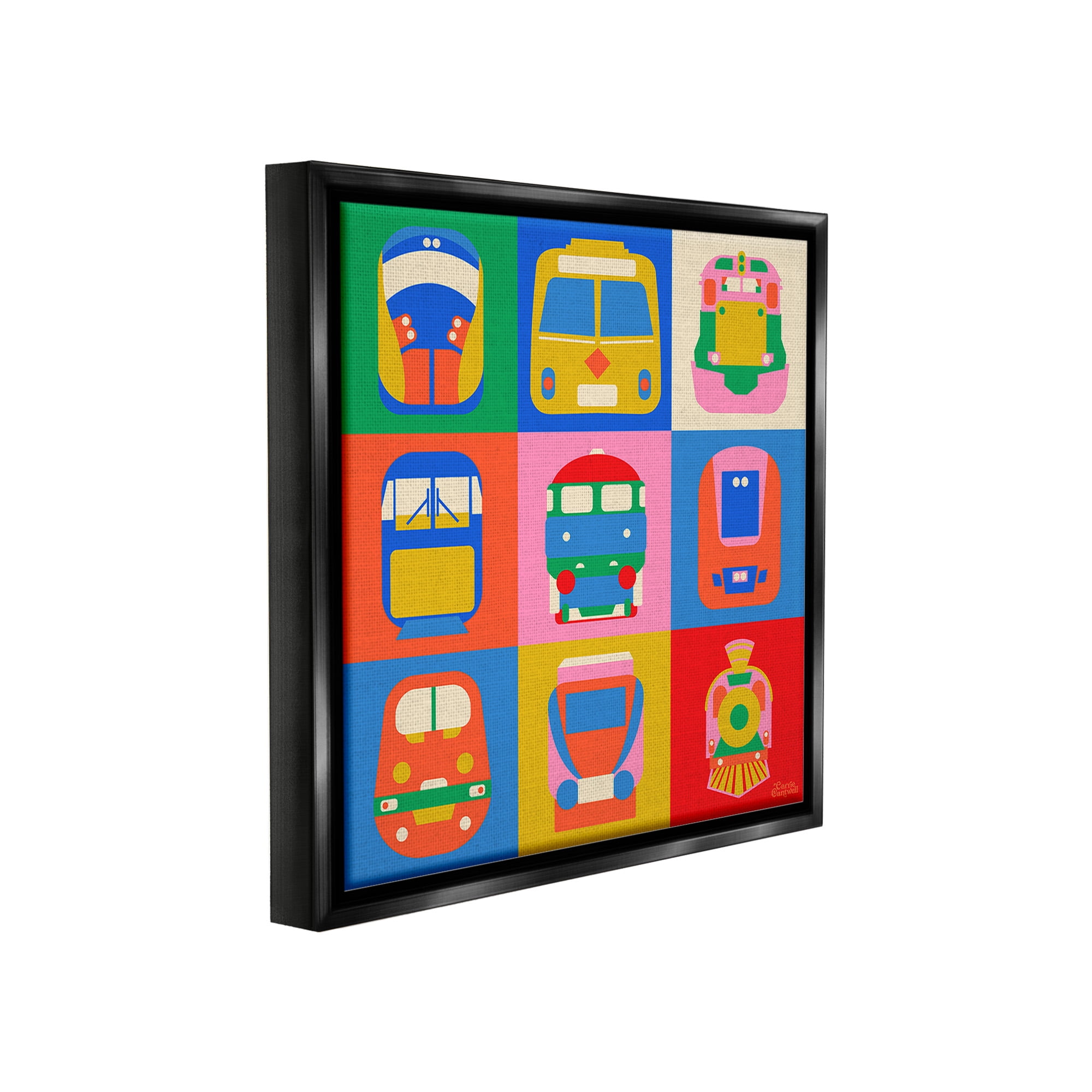 Stupell Industries Various Bold Vehicles Transportation Painting Black Floater Framed Canvas Art Print Wall Art, 18 x 18