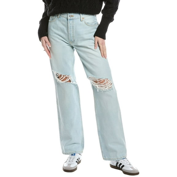 RE/DONE womens Loose Long Acqua Destroy Jean, 31, Blue