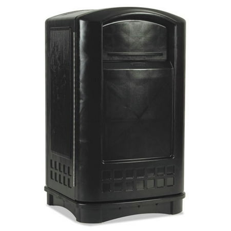 

50 gal. Rectangular Plastic Plaza Indoor/Outdoor Waste Container - Black