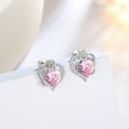 thumbnail image 6 of Beautlace Rose Heart Birthstone Earrings,October Birthstone Rose Flower Heart Earrings Studs 925 Sterling Silver Jewelry Gifts for Women, 6 of 11