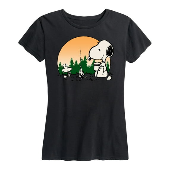 Peanuts - Campfire Snoopy and Woodstock - Women's Short Sleeve Graphic T-Shirt