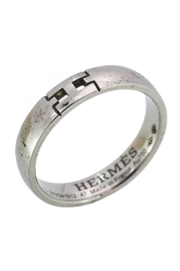 Pre-Owned Hermes Ever Hercules Ring, 18K White Gold, #47, Women's