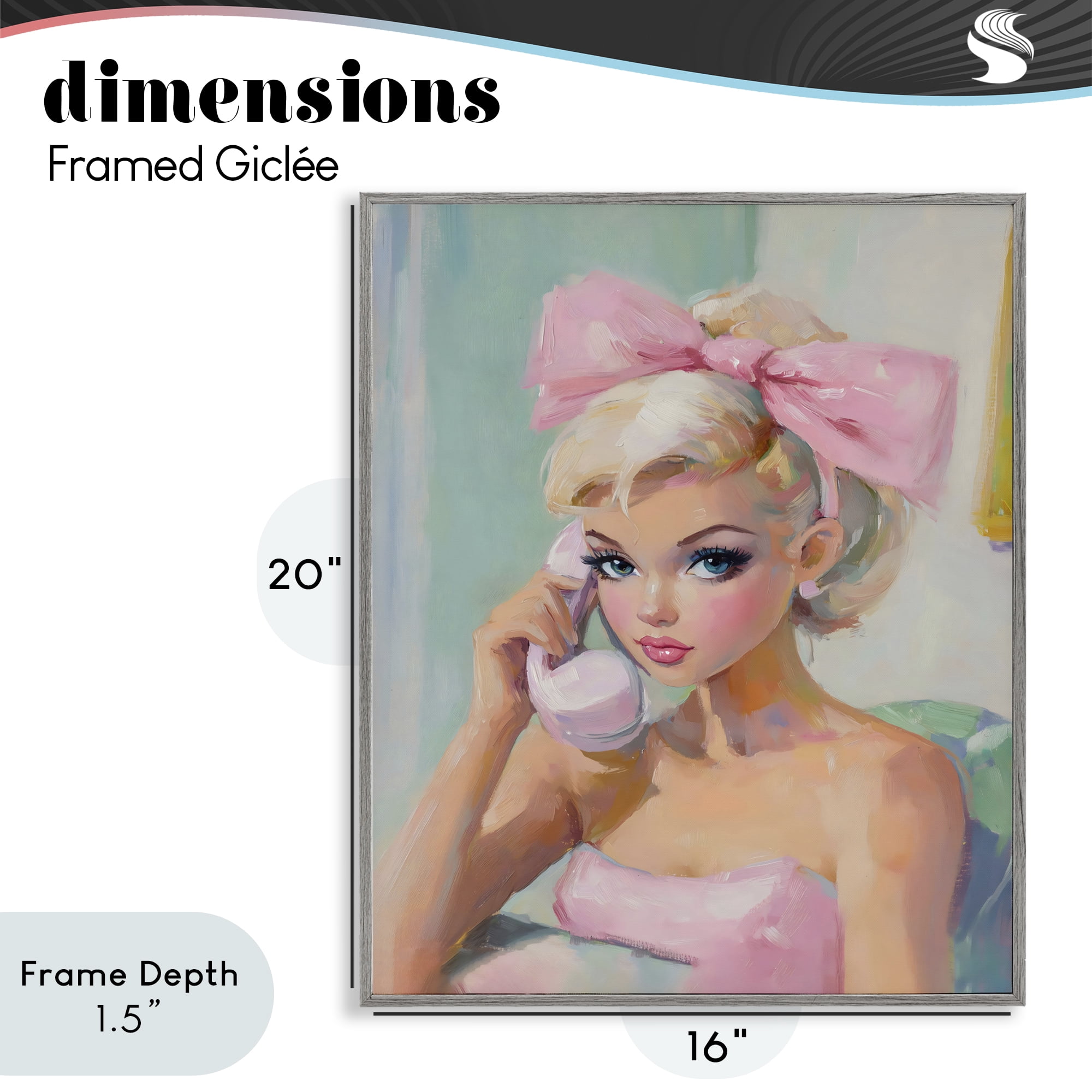 Stupell Industries Blonde Girl with Pink Bow Gray Framed Giclee Art, design by The Prints Vibe