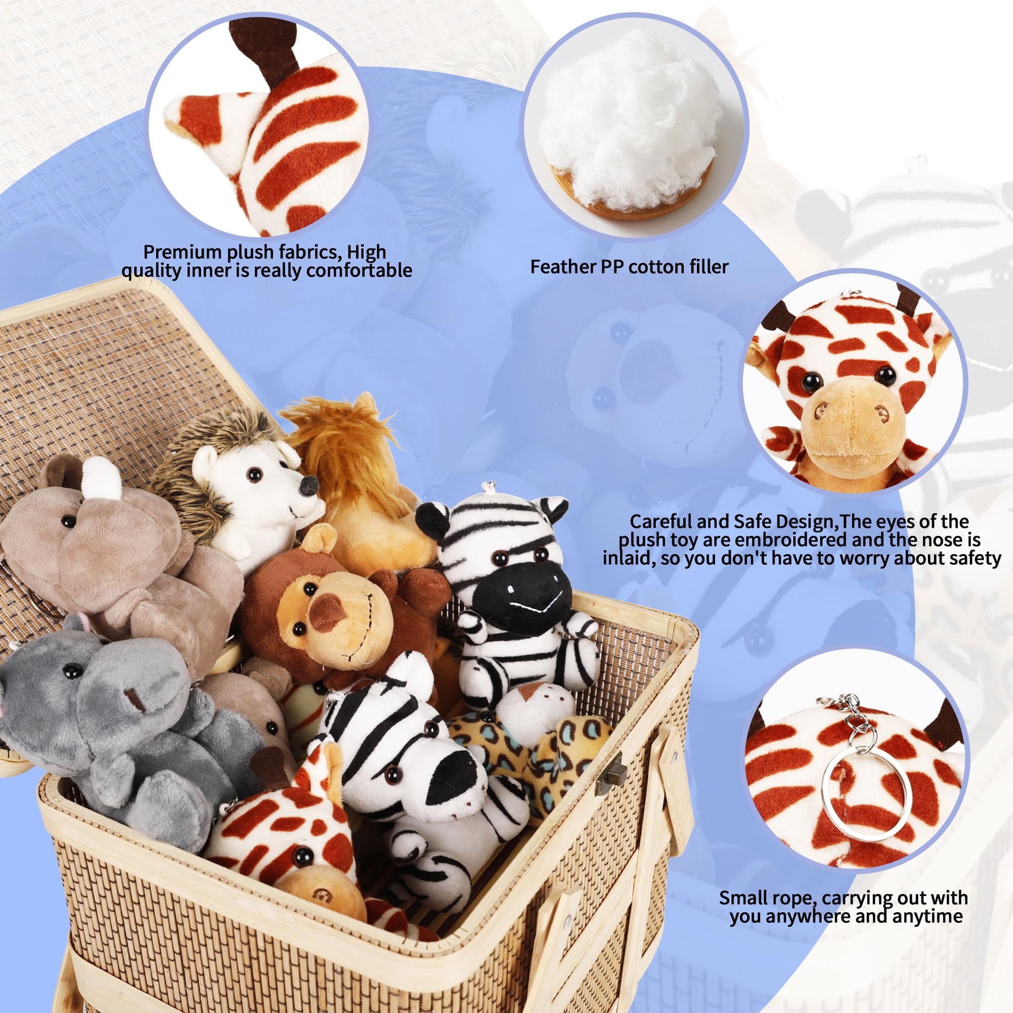 Small Stuffed Animals Bulk, 36 Pieces Cute Plushies, 4.5 Inch Mini Forest Animal Plush Toys, Party Favors, Stocking Stuffers for Kids