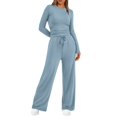 thumbnail image 2 of felwors Sweatsuits Women 2 Piece Outfit Fall Airport Lounge Sweat Sets With Wide Leg Pants Track Fashion Suits 2025 Sky Blue, XXL, 2 of 6