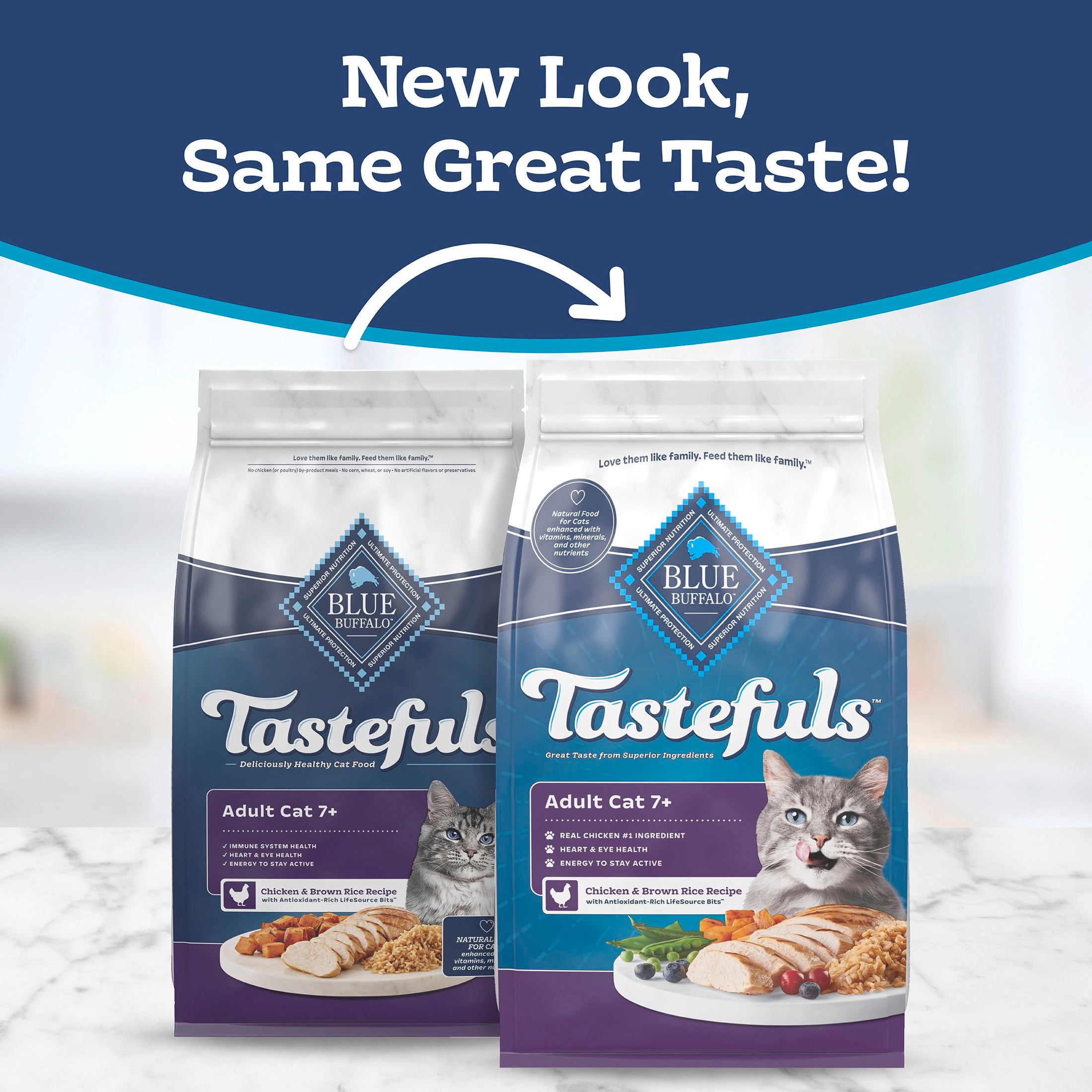 Blue Buffalo Tastefuls Mature Dry CatFood for Adult Cats 7+, Chicken & Brown Rice, 3lb Bag