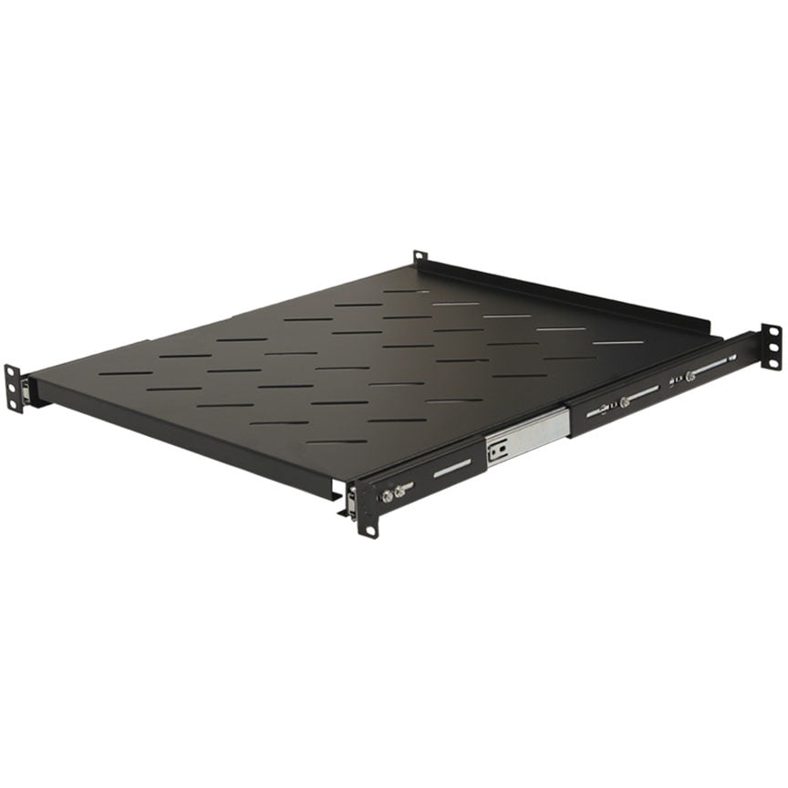 NavePoint 1U Adjustable 4-Post Rack Mount Server Shelf Rails Full Depth Set Black