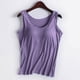 thumbnail image 3 of Camiseta deportiva sin mangas de color liso para yoga para mujer: almohadilla en el pecho, sin aros, tirantes anchos, camiseta sin mangas informal, cuello redondo, ropa de verano, 3 of 3