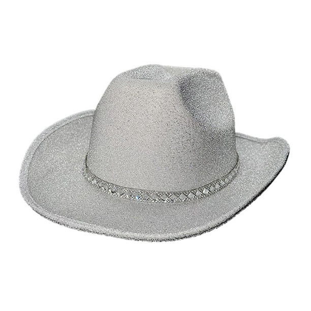 Sombrero de vaquero Yuyangstore sombrero de moda brillante novia adulto Blanco