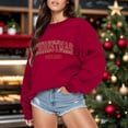 thumbnail image 2 of Fiaer Christmas Women Pullover Sweatshirts Letter Graphic Plus Size Crew Neck Long Sleeve Loose Fit Casual Trendy Warm Tops Brick Red XL, 2 of 4