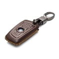 thumbnail image 2 of Vitodeco Genuine Leather Smart Key Fob Case Cover Protector Compatible for BMW 1, 3, 4, 5, 6, 7 Series, X1, X3, X4 - 4 Buttons, Brown, 2 of 5