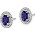 thumbnail image 2 of Sterling Silver Rhod-Plat Create Sapphire Oval Post Earrings (9.6 X 7.85) Made In Thailand qe14494sep, 2 of 5