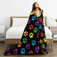 thumbnail image 4 of Dog Paw Colorful Print Blanket, Soft Blankets Flannel Bed Throw Cozy Lightweight Plush Gifts for Kids Boys Girls Women Men Sofa Couch Bedroom Living Rooms Warm All Season, Home Decor, 80"x60", 4 of 6