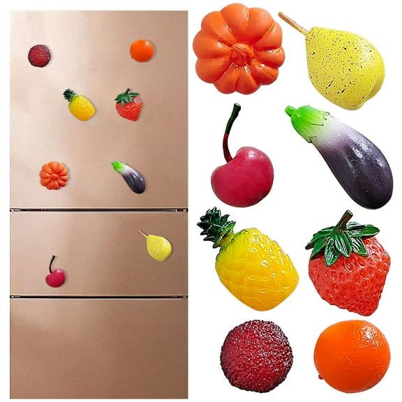 Kids Stickers,Simulation Fruit Fridge Magnet Fake Vegetables 3D Three-dimensional Fruit Fridge Magnet