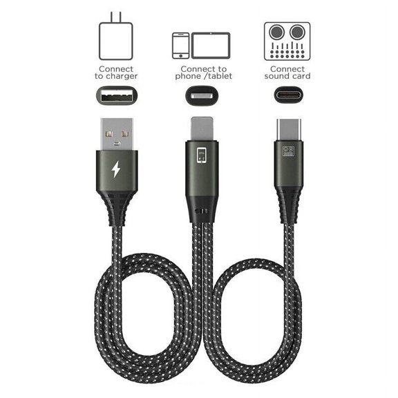 2 in 1 USB-C OTG Charge Adapter Splitter Y to Audio Cable Multi Fast Charging