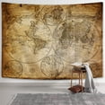 thumbnail image 2 of Vintage World Map Wall Tapestry, Old Nautical Map Tapestries Wall Art, Nostalgic Style Art Historical Atlas Vintage Design, Wide Wall Hanging for Bedroom Living Room Dorm, Pale Brown, 2 of 3