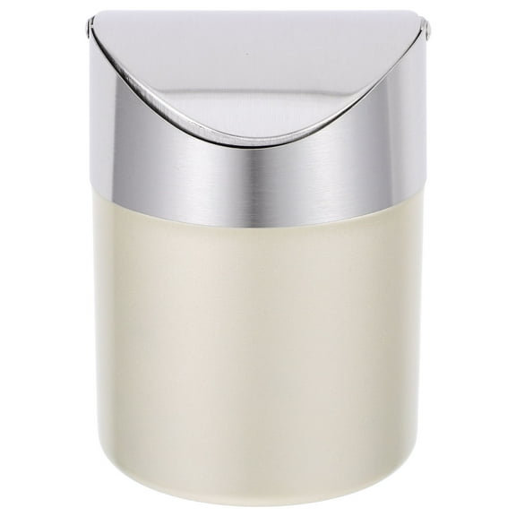 FOMIYES Small Lidded Trash Can in Light Green Stainless Steel for Office Desk or Home Storage 4.5 Inches