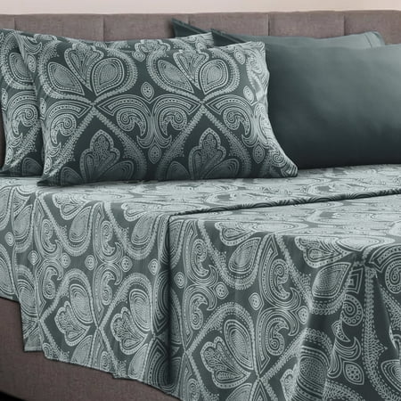 Lux Decor Collection Queen Sheet Set - 6 Piece Microfiber Sheets Set Deep Pockets Hotel Style (Queen Grey)