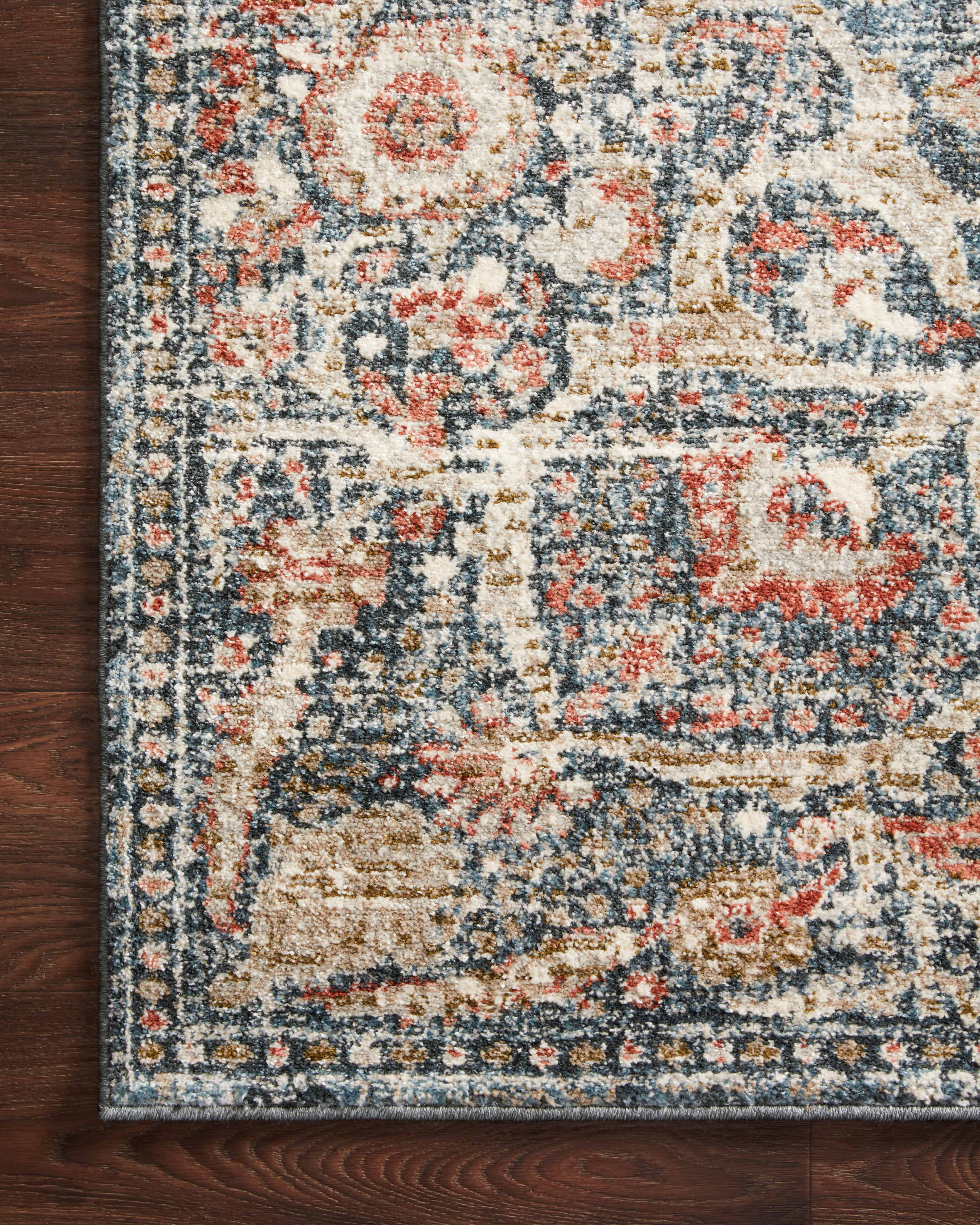 Loloi Saban SAB-02 Oriental Blue / Spice Area Rug 18" x 18" Sample