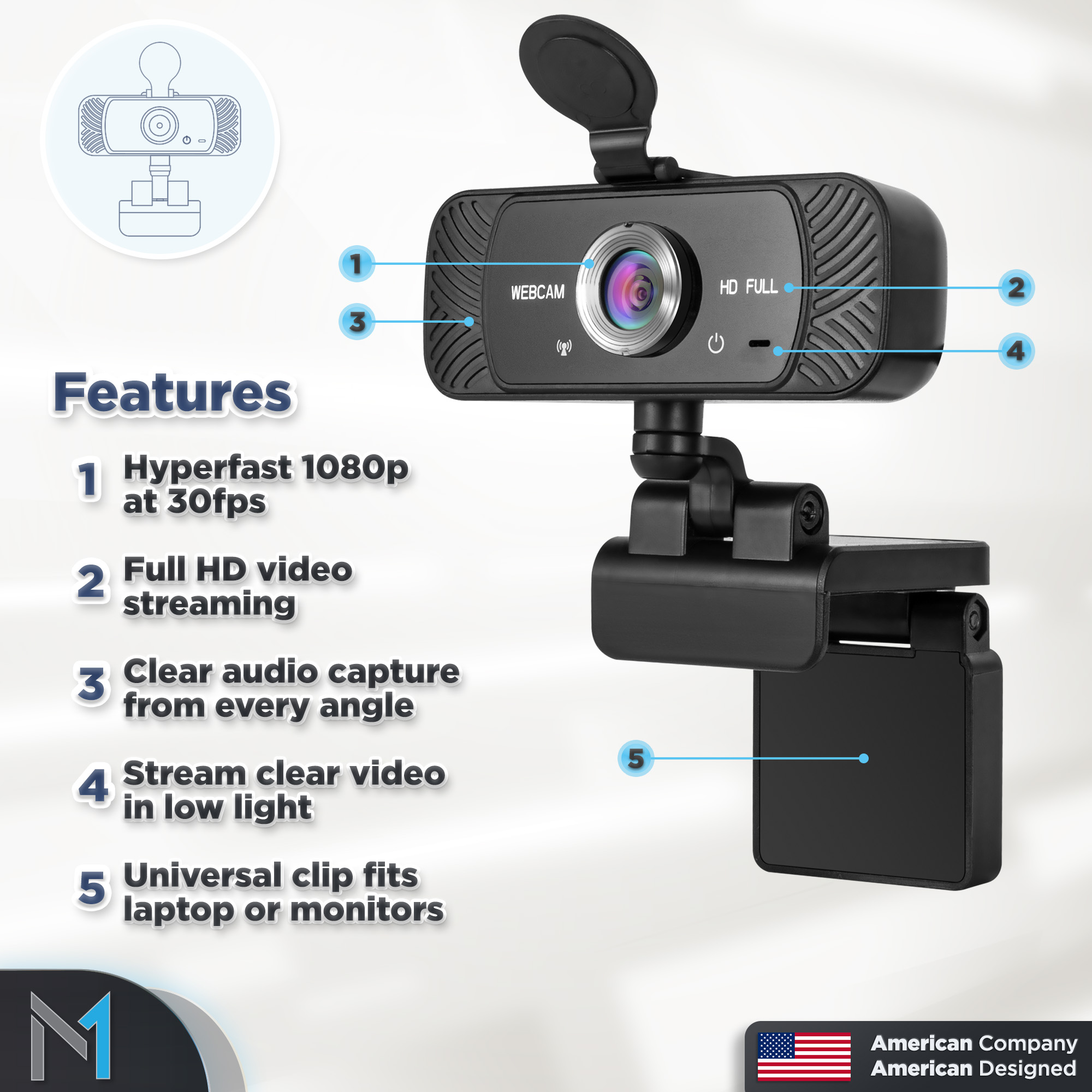 Mata1 1080p Full HD Webcam with Built-In Microphone photo 2