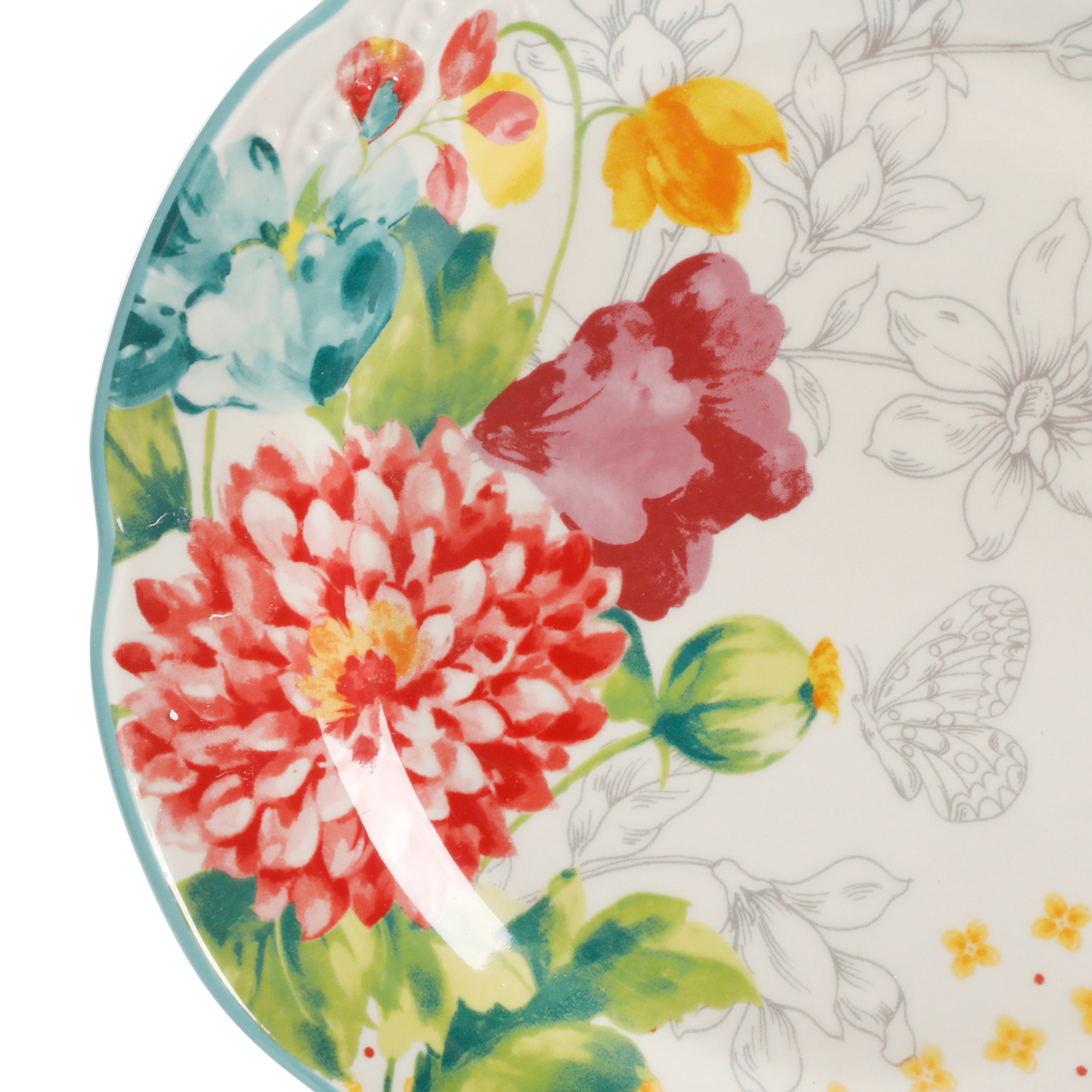 The Pioneer Woman Blooming Bouquet Blue Ceramic 10.75-inch Dinner Plate