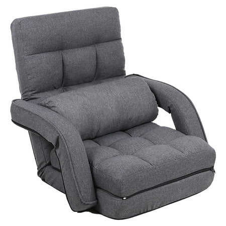 

42-Position Adjustable Floor Chair Chaise Lounge Indoor Folding Lazy Sofa with Armrests and a Pillow Padded Adults Gaming Chairs for Living Room Bedroom