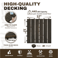 thumbnail image 4 of GZXS 10-Pack Acacia Hardwood Interlocking Deck Tiles, 12 Inch Square Water-Resistant Outdoor Flooring for Patio, Balcony, Porch, Pool Deck - Easy to Assemble - Dark Brown, 4 of 9