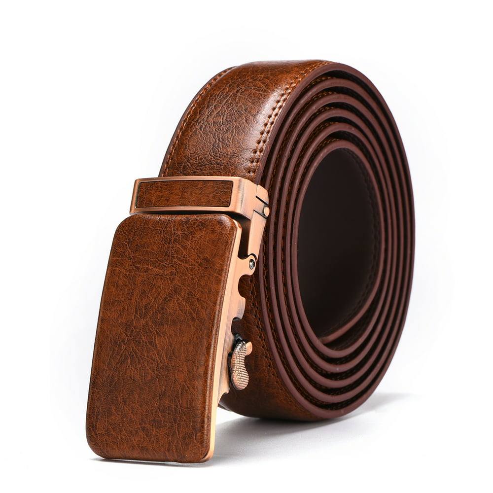 xhtang - Men's Genuine Leather Ratchet Belt Automatic Buckle Belt 3.5cm ...