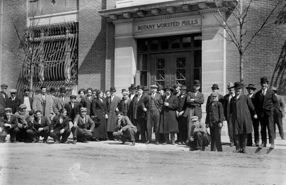 Mill Strike 1912 Nstriking Workers Awaiting Their Pay Outside Of A Mill
