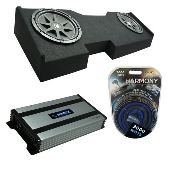 14 - 18 Chevy Silverado Crew Cab Kicker Comp C10 Dual 10" Sub Box HA-A800.1 Amp