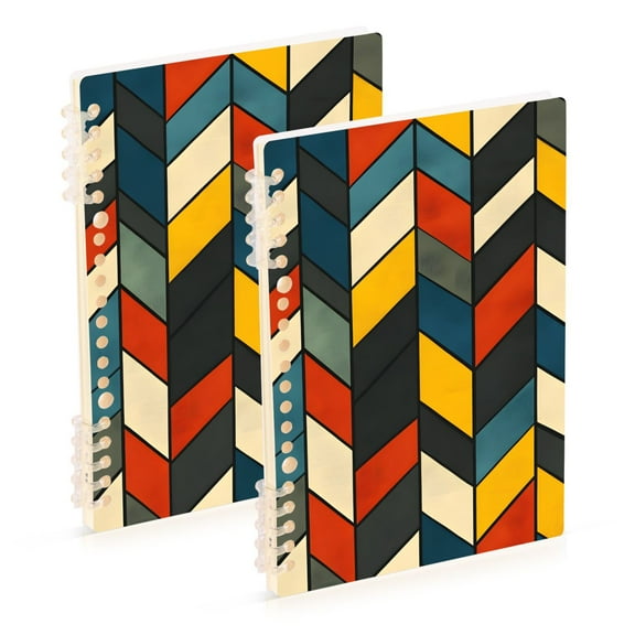 FORMRS 1-Subject Spiral Notebook 8" x 5" College Ruled 60 Refillable Sheet, 2 Pack, Red Geometric