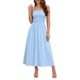 thumbnail image 5 of Admvng Dress for Women Spaghetti Straps Solid Casual Sleeveless Pockets Square Neck Dress, 5 of 5