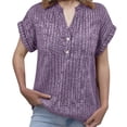 thumbnail image 6 of Kelon Short Sleeve Blouses for Women V Neck Button Sweaters 2026 Casual Summer Tshirt Fashion Beach Vacation Clothes, L, 6 of 6
