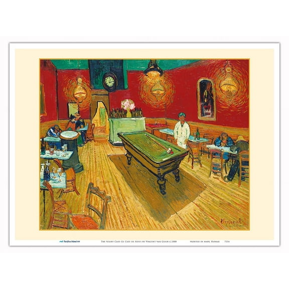 The Night Café (Le Café de Nuit) - From an Original Color Painting by Vincent van Gogh c.1888 - Master Art Print (Unframed) 9in x 12in