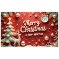 thumbnail image 5 of Red Theme Christmas Banner Silver Decoration New Year Banner Christmas Tree Design Reindeer Pattern Holiday Banner for Christmas Party New Year Celebration Holiday Decoration, 5 of 9