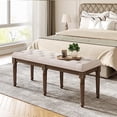 thumbnail image 3 of Faitaliicy 31.49Inch Bedroom Bench,Vintage French Tufted End of Bed Bench, Upholstered Fabric Ottoman Bench with Carved Dark Brown Legs for Living Room Kitchen Hallway,Easy Assemble, 3 of 8