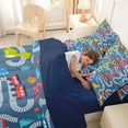 thumbnail image 4 of Castle Fairy Cartoon Train Bedding Comforter Set 7-Piece for Kids, Dinosaur Pattern King Bedding Sets for Bedroom, Blue Red,Navy Blue Reversible, 4 of 7