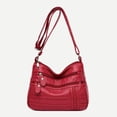 thumbnail image 3 of Bolso de hombro tipo bandolera de cuero PU para mujer, de mensajero de Color sólido a la moda, 3 of 5
