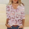 thumbnail image 1 of Offres jusqu'à 70 % de Réduction! Hauts d'Été pour Femmes Fashiopn 2024 Grande Taille Imprimé Décontracté Col en V Manches 3/4 Haut/chemise Cadeau pour Femmes en Solde, 1 of 5