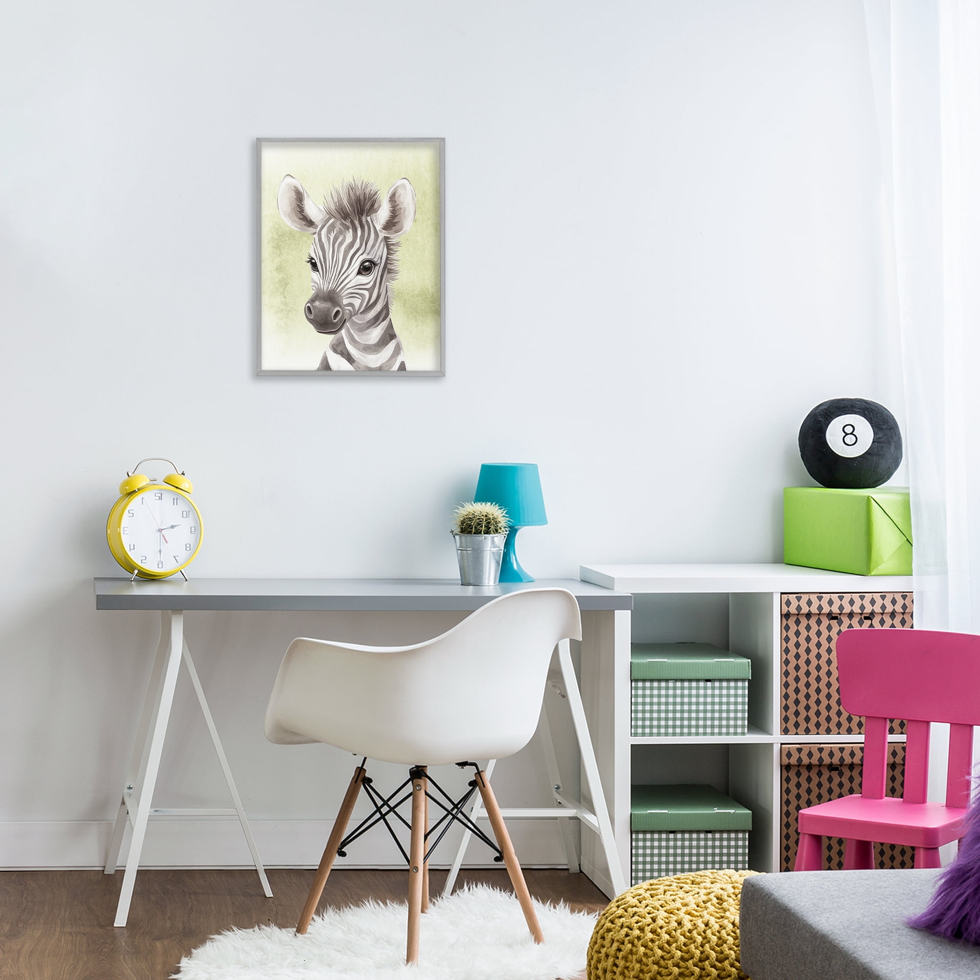 Stupell Industries Jungle Friends Baby Zebra Gray Framed Giclee Art, design by Christine Simpson Art